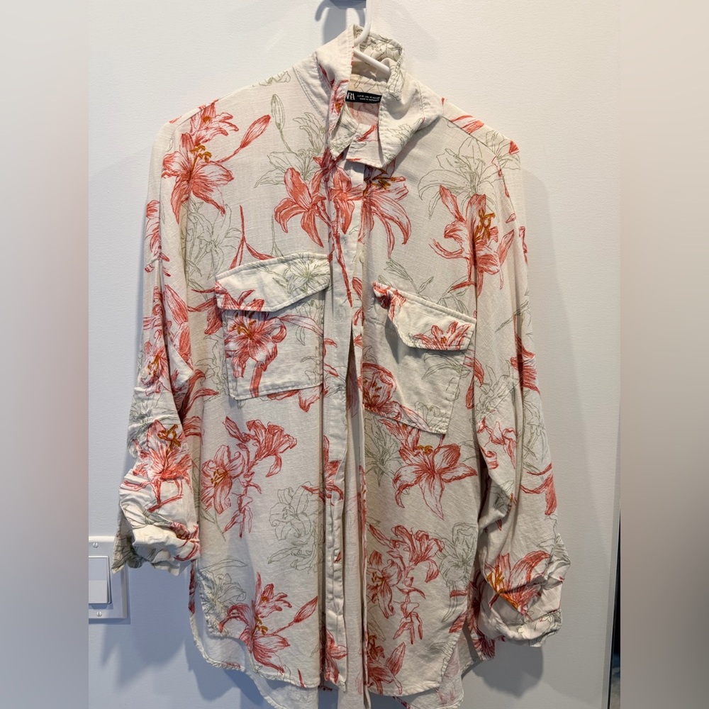Zara Floral Button Down Tunic